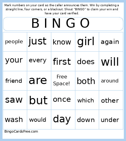 B I N G O Bingo Card