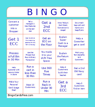 B I N G O Bingo Card