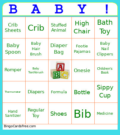 B Is For Baby Bingo Card