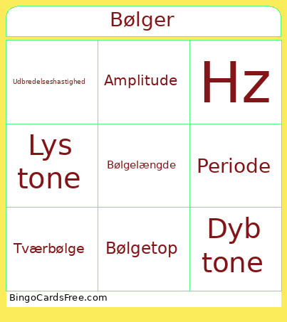 Bølger Bingo Card