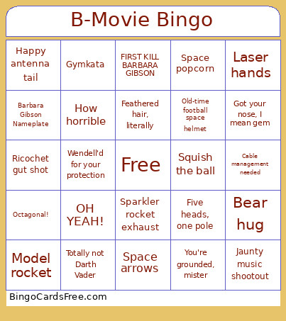 B-Movie Bingo Card