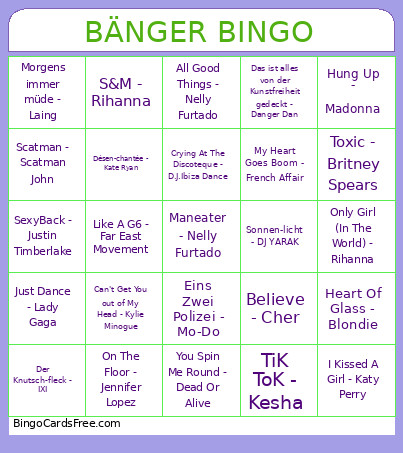 BÄNGER Bingo Card