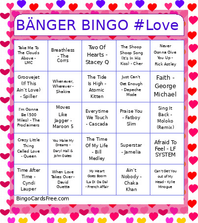 BÄNGER #Love Bingo Card