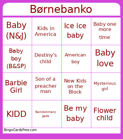 Børne Bingo Card