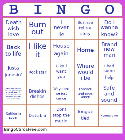 B's 21st Birthday Bingo Card