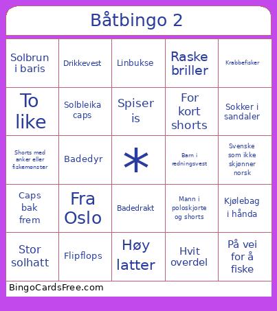 Båt 2 Bingo Card