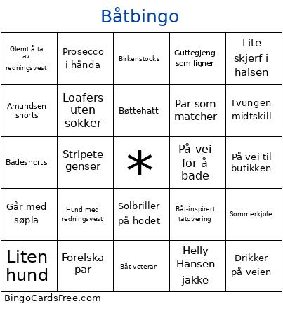 Båto Bingo Card