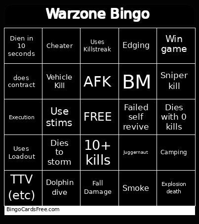 B07 WZ Solos Bingo Card