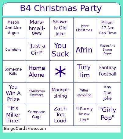 B4 Christmas Party Bingo