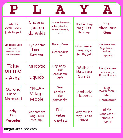 B4 Playa Del Strijdo Bingo Card