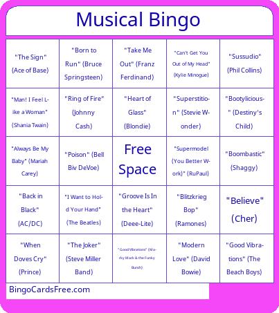 BA staff party musical bingo