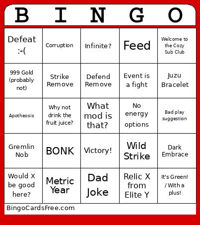 Baalor-Bingo (Ironclad) Cards Free Pdf Printable Game, Title: BINGO
