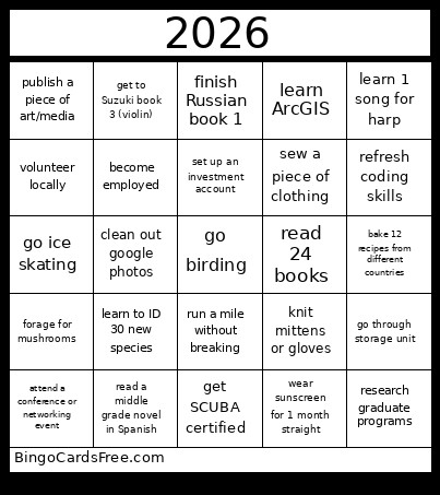 Bababaooey Bingo Card