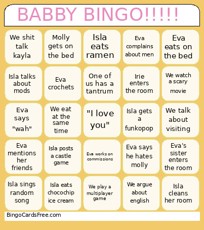 BABBY !!!!! Bingo Card