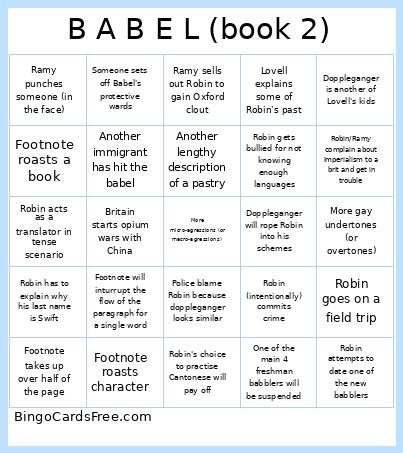 babel book 2 predictions Bingo