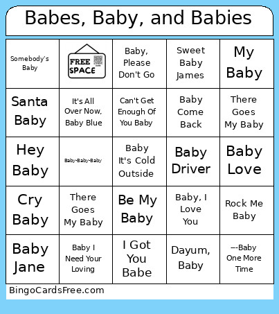 Babes, Baby, And Babies Bingo Card