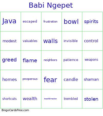 Babi Ngepet Bingo Card