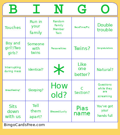 Babies Bingo Card