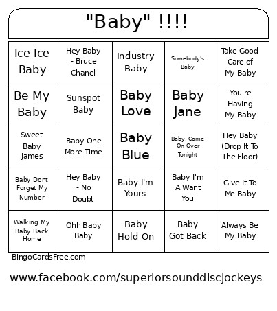 Baby !!!! Bingo Card
