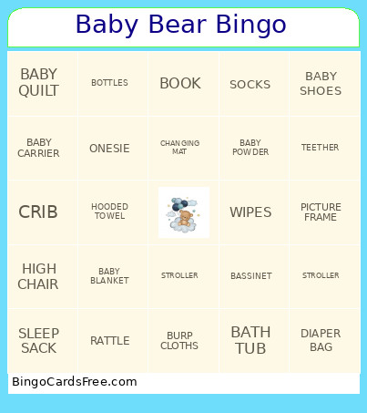 Baby Bear Bingo Card