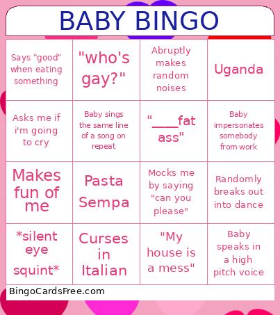 Baby Bingo Card