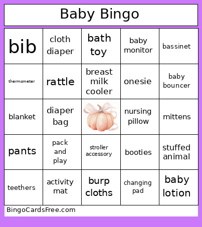 Baby Bingo Card 2