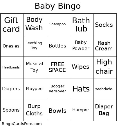 Baby Bingo Card