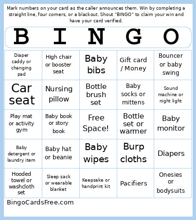 Baby Bingo Card