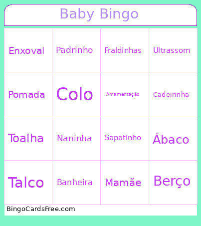 Baby Bingo Card