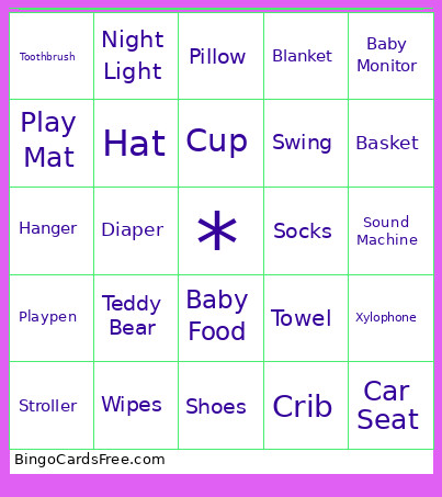 Baby Bingo Card 2