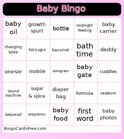 Baby Bingo Card