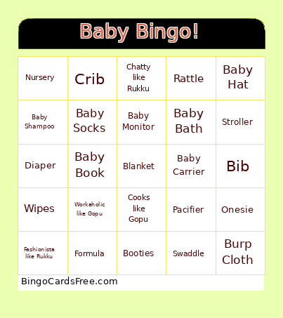 Baby ! Bingo Card