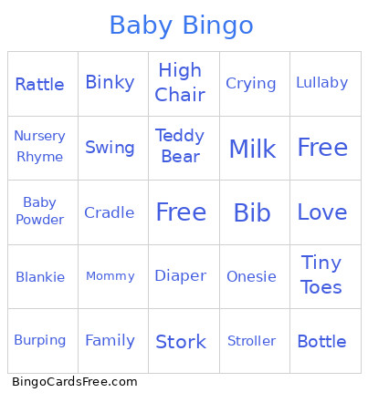 Baby Bingo Card