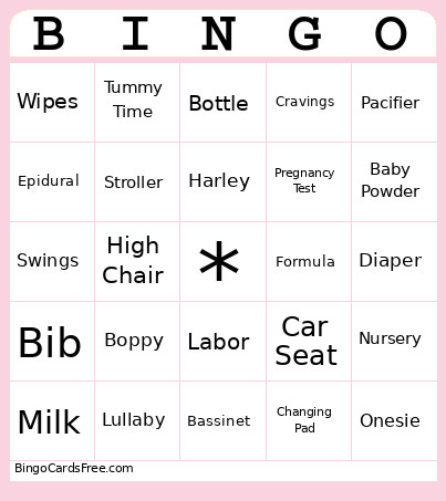 BABY Bingo Card