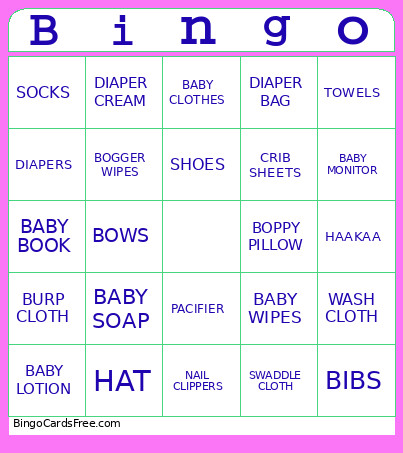 Baby Bingo Card 2
