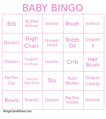 Baby Bingo Card