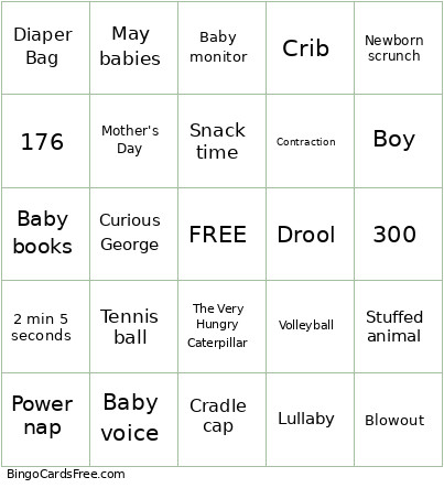 BABY Bingo Card