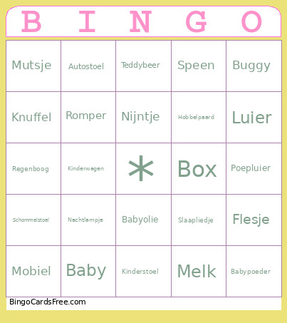 Baby Bingo Cards