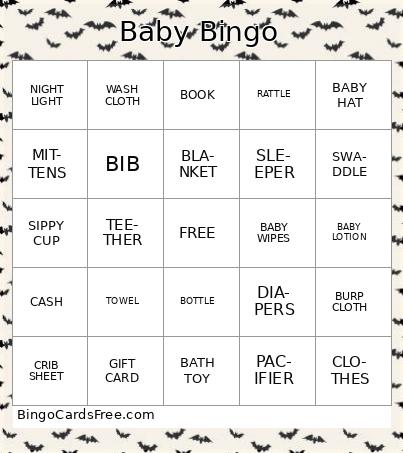 Baby Bingo Cards Free Pdf Printable Game, Title: Baby Bingo