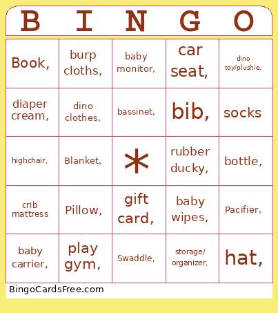 Baby Bingo Card