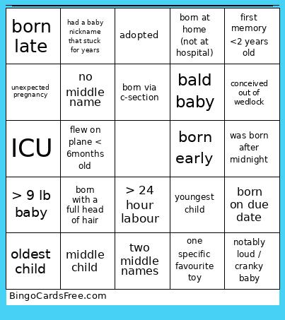 Baby ! Bingo Card