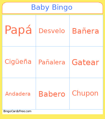 Baby Bingo Card