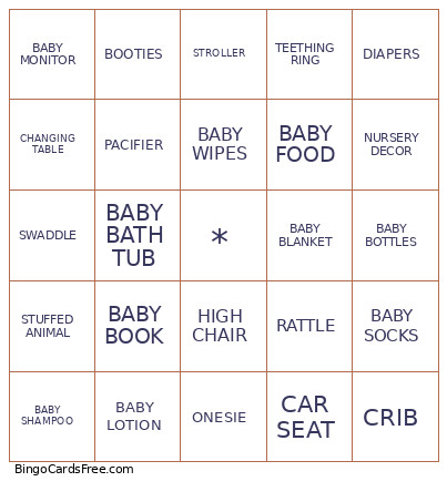 Baby Bingo Card