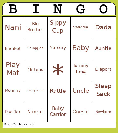 Baby Bingo Card