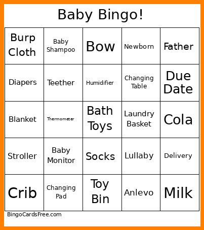Baby ! Bingo Card