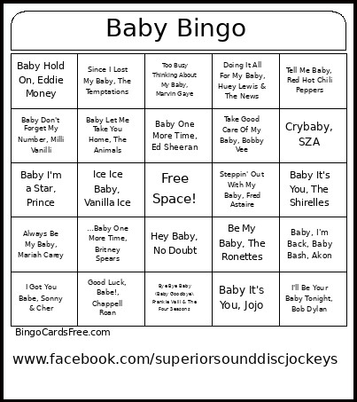 Baby Bingo Card