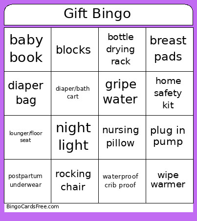 Baby Bingo Card