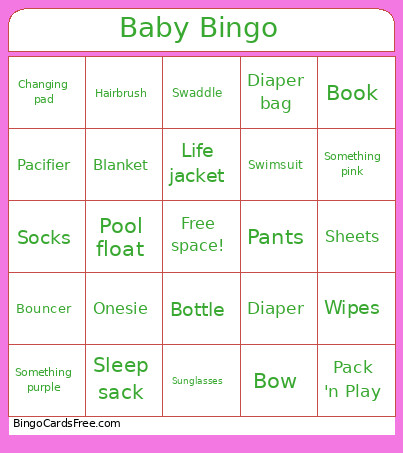 Baby Bingo Card