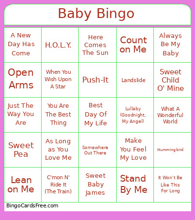 Baby Bingo Card