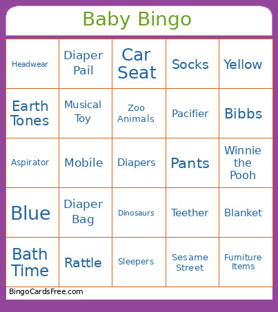 Baby Bingo Card